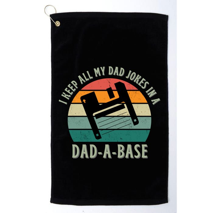 I Keep All My Dad Jokes In A DadABase Vintage Fathers Day Golf Towel