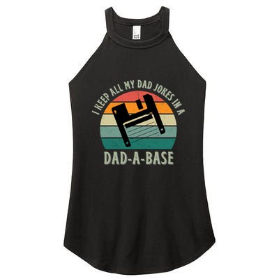 I Keep All My Dad Jokes In A DadABase Vintage Fathers Day Women's Perfect Tri Rocker Tank