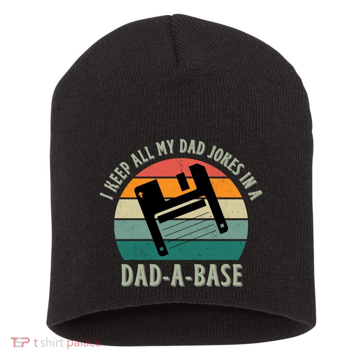I Keep All My Dad Jokes In A DadABase Vintage Fathers Day Short Acrylic Beanie