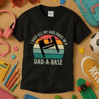 I Keep All My Dad Jokes In A DadABase Vintage Fathers Day Kids T-Shirt