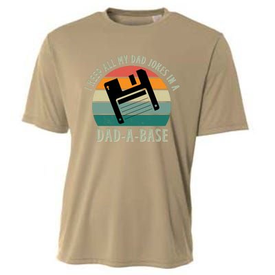 I Keep All My Dad Jokes In A DadABase Vintage Fathers Day Cooling Performance Crew T-Shirt