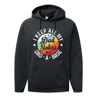 I Keep All My Dad Jokes In A Dadabase FatherS Day Performance Fleece Hoodie