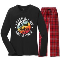 I Keep All My Dad Jokes In A Dadabase FatherS Day Women's Long Sleeve Flannel Pajama Set 