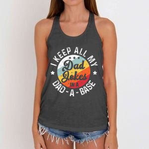 I Keep All My Dad Jokes In A Dadabase FatherS Day Women's Knotted Racerback Tank