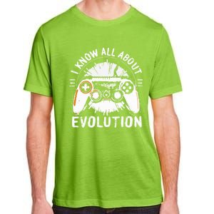 I Know All About Evolution Funny Video Game Controller Gift Adult ChromaSoft Performance T-Shirt