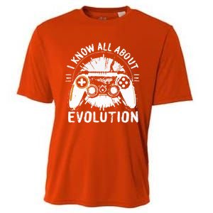 I Know All About Evolution Funny Video Game Controller Gift Cooling Performance Crew T-Shirt