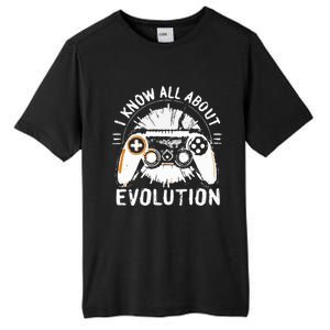 I Know All About Evolution Funny Video Game Controller Gift Tall Fusion ChromaSoft Performance T-Shirt