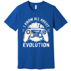 I Know All About Evolution Funny Video Game Controller Gift Premium T-Shirt