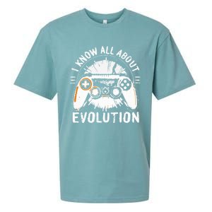 I Know All About Evolution Funny Video Game Controller Gift Sueded Cloud Jersey T-Shirt