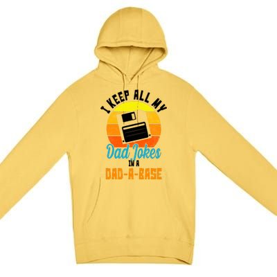 I Keep All My Dad Jokes In A Dad A Base Vintage Sunset Premium Pullover Hoodie