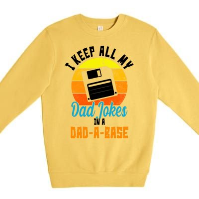 I Keep All My Dad Jokes In A Dad A Base Vintage Sunset Premium Crewneck Sweatshirt