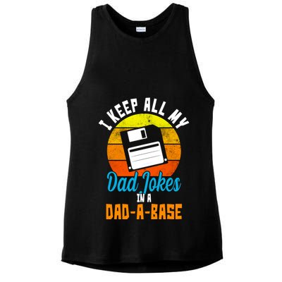 I Keep All My Dad Jokes In A Dad A Base Vintage Sunset Ladies PosiCharge Tri-Blend Wicking Tank