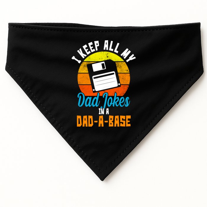 I Keep All My Dad Jokes In A Dad A Base Vintage Sunset USA-Made Doggie Bandana