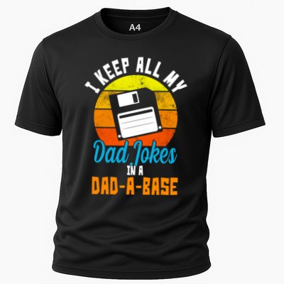 I Keep All My Dad Jokes In A Dad A Base Vintage Sunset Performance Shirt