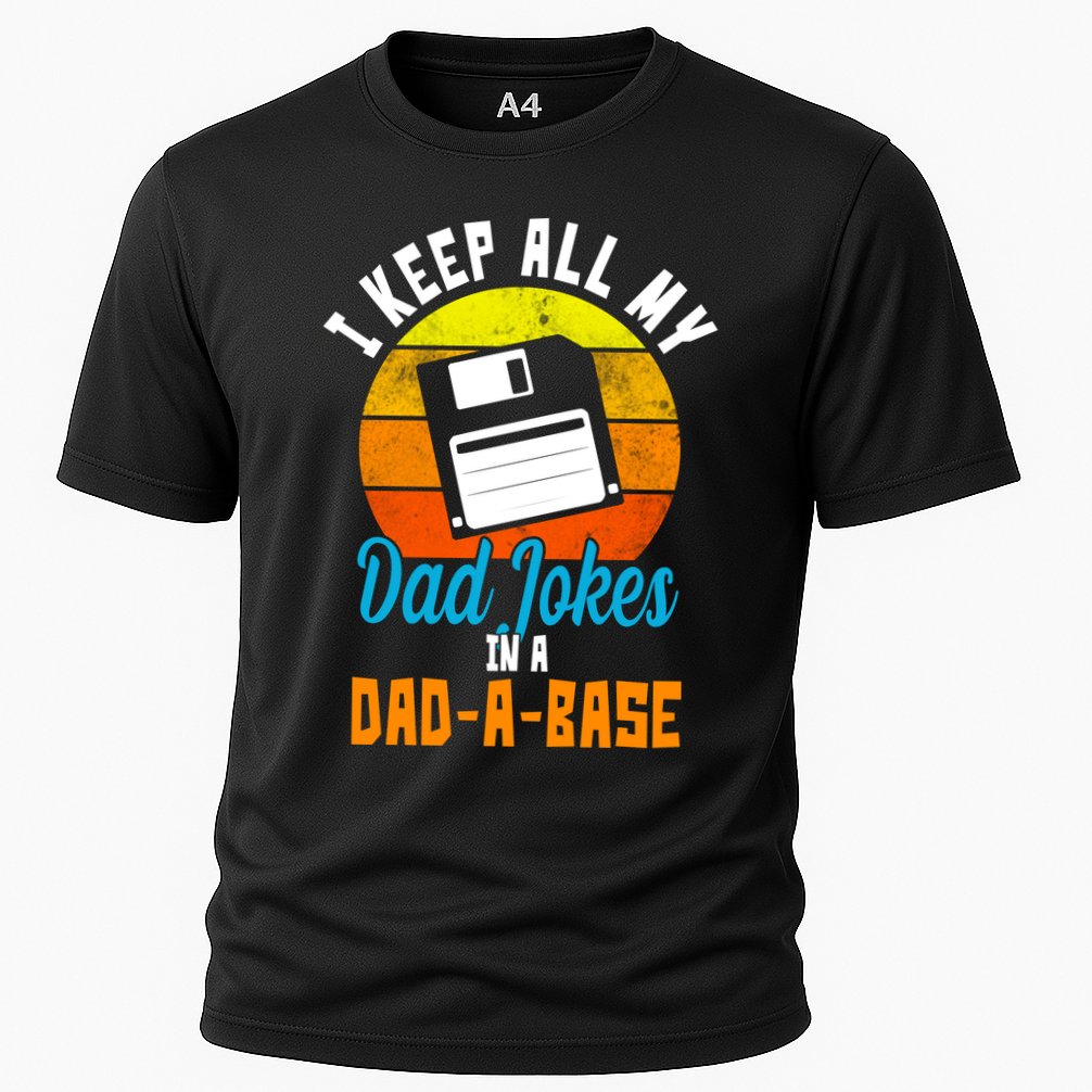 I Keep All My Dad Jokes In A Dad A Base Vintage Sunset Performance Shirt