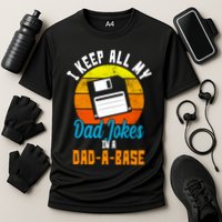I Keep All My Dad Jokes In A Dad A Base Vintage Sunset Performance Shirt