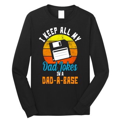 I Keep All My Dad Jokes In A Dad A Base Vintage Sunset Long Sleeve Shirt