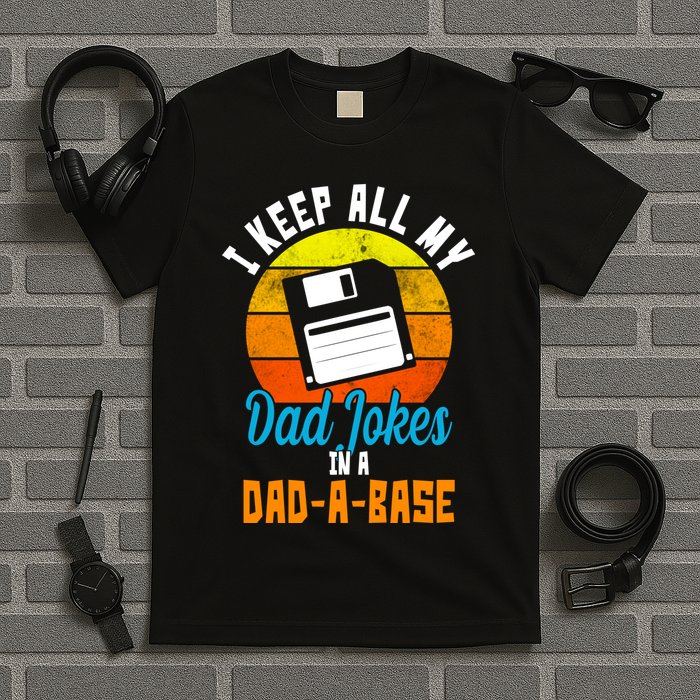 I Keep All My Dad Jokes In A Dad A Base Vintage Sunset T-Shirt