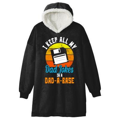 I Keep All My Dad Jokes In A Dad A Base Vintage Sunset Hooded Wearable Blanket
