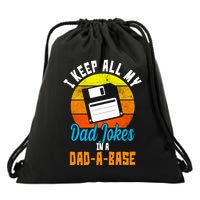 I Keep All My Dad Jokes In A Dad A Base Vintage Sunset Drawstring Bag