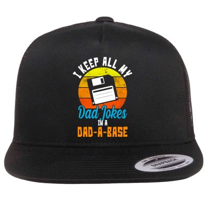 I Keep All My Dad Jokes In A Dad A Base Vintage Sunset Flatbill Hat