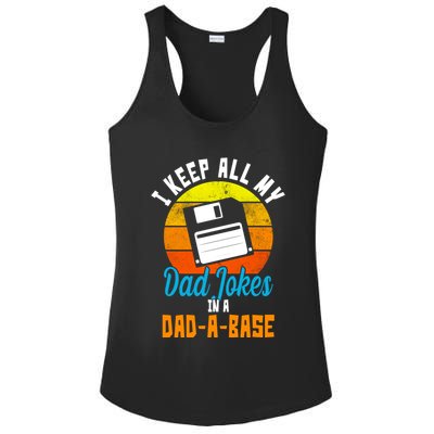 I Keep All My Dad Jokes In A Dad A Base Vintage Sunset Ladies PosiCharge Competitor Racerback Tank