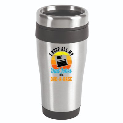 I Keep All My Dad Jokes In A Dad A Base Vintage Sunset 16oz Travel Tumbler