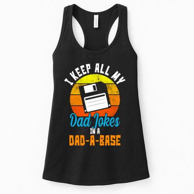I Keep All My Dad Jokes In A Dad A Base Vintage Sunset Womens Tank Top