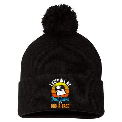 I Keep All My Dad Jokes In A Dad A Base Vintage Sunset Pom Pom 12in Knit Beanie