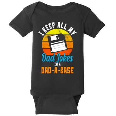 I Keep All My Dad Jokes In A Dad A Base Vintage Sunset Baby Bodysuit