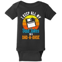 I Keep All My Dad Jokes In A Dad A Base Vintage Sunset Baby Bodysuit