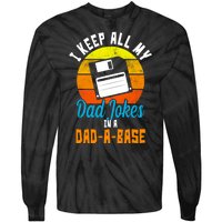 I Keep All My Dad Jokes In A Dad A Base Vintage Sunset Tie-Dye Long Sleeve Shirt