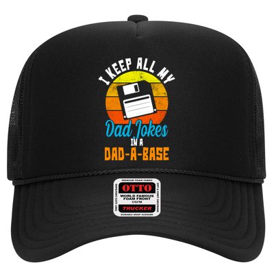 I Keep All My Dad Jokes In A Dad A Base Vintage Sunset Trucker Hat