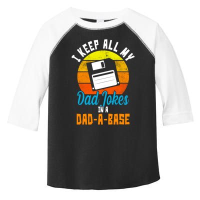 I Keep All My Dad Jokes In A Dad A Base Vintage Sunset Toddler Fine Jersey T-Shirt