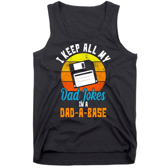 I Keep All My Dad Jokes In A Dad A Base Vintage Sunset Tank Top