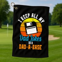 I Keep All My Dad Jokes In A Dad A Base Vintage Sunset Golf Towel