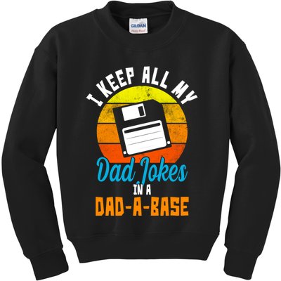 I Keep All My Dad Jokes In A Dad A Base Vintage Sunset Kids Sweatshirt
