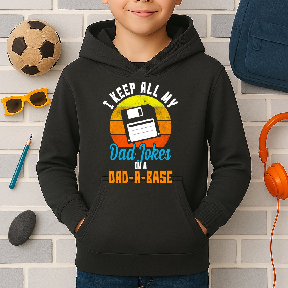 I Keep All My Dad Jokes In A Dad A Base Vintage Sunset Kids Hoodie