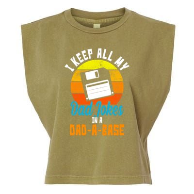 I Keep All My Dad Jokes In A Dad A Base Vintage Sunset Garment-Dyed Women's Muscle Tee
