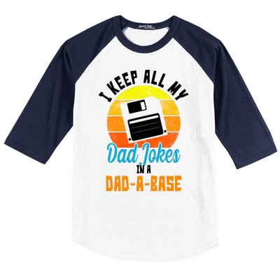 I Keep All My Dad Jokes In A Dad A Base Vintage Sunset Baseball Sleeve Shirt