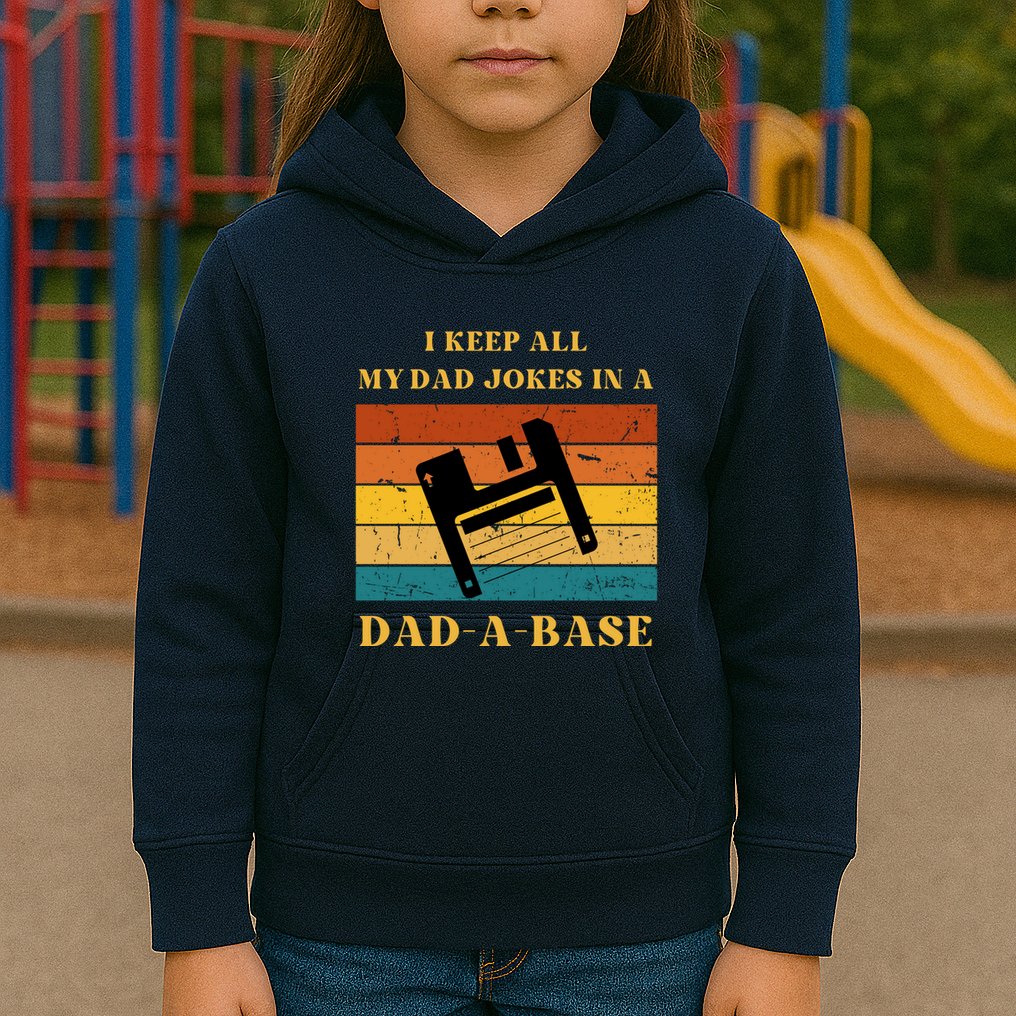 I Keep All My Dad Jokes In A DadABase Vintage Fathers Day Gift Kids Hoodie