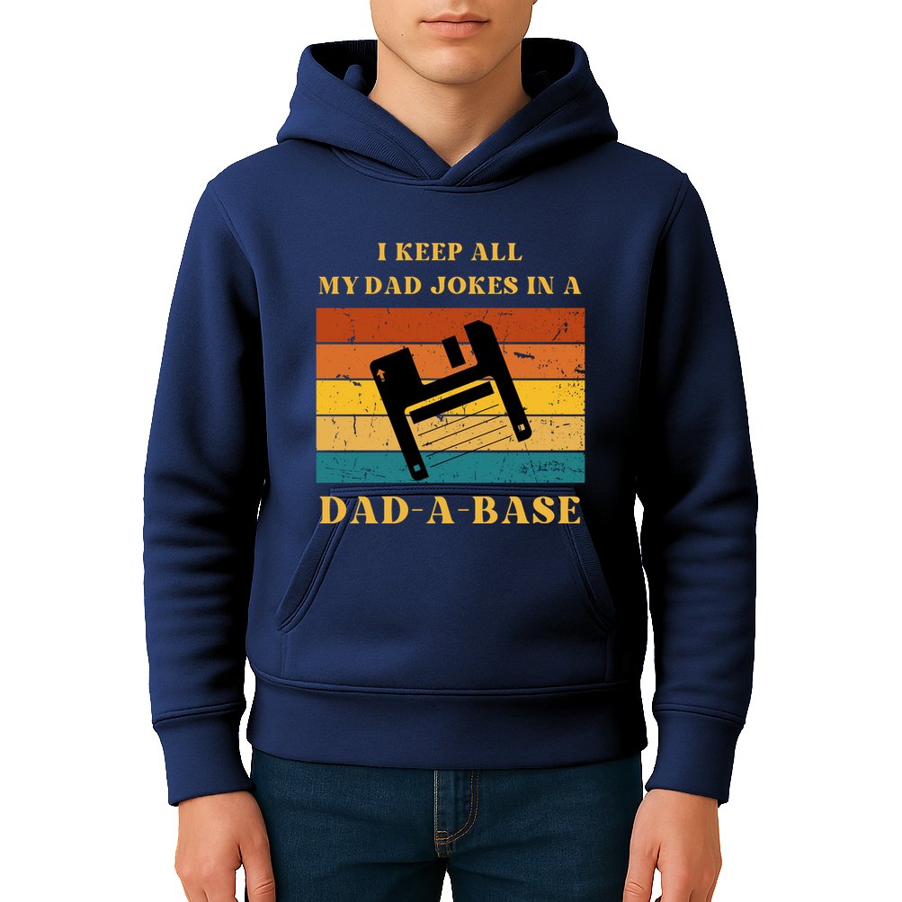 I Keep All My Dad Jokes In A DadABase Vintage Fathers Day Gift Kids Hoodie