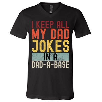 I Keep All My Dad Jokes In A Dad A Base Funny Programming V-Neck T-Shirt