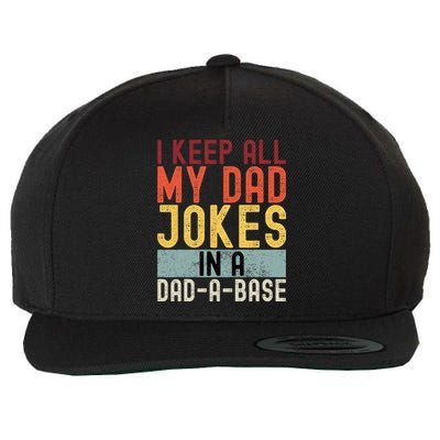 I Keep All My Dad Jokes In A Dad A Base Funny Programming Wool Snapback Cap