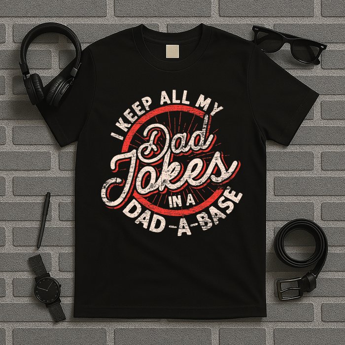 I Keep All My Dad Jokes In A Dad A Base Dad Jokes T-Shirt