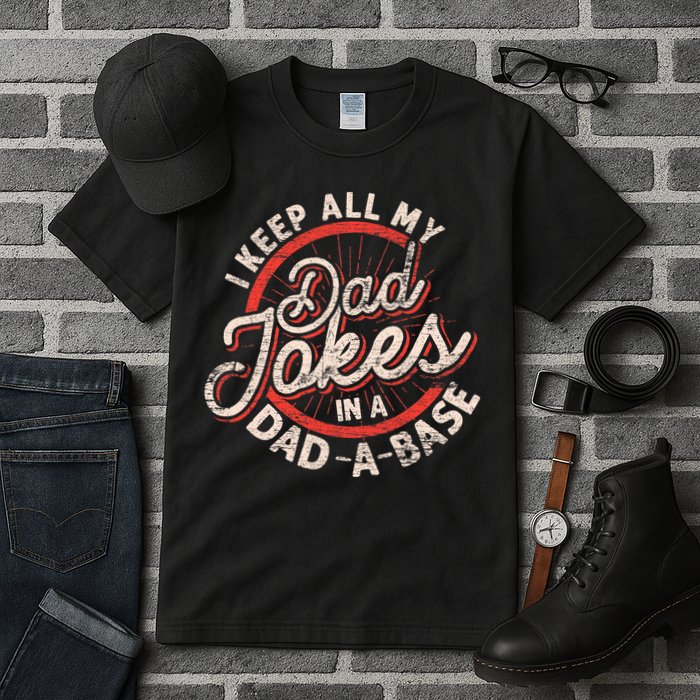 I Keep All My Dad Jokes In A Dad A Base Dad Jokes Tall T-Shirt
