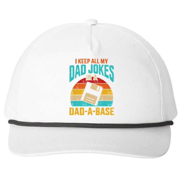 I Keep All My Dad Jokes In A DadABase Vintage Fathers Day Snapback Five-Panel Rope Hat