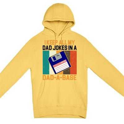 I Keep All My Dad Jokes In A Dad A Base Vintage Funny Premium Pullover Hoodie