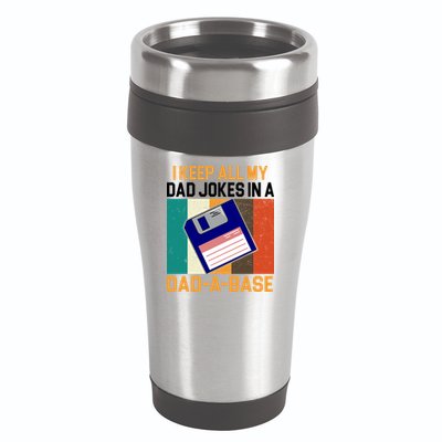 I Keep All My Dad Jokes In A Dad A Base Vintage Funny 16oz Travel Tumbler