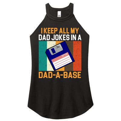 I Keep All My Dad Jokes In A Dad A Base Vintage Funny Women's Perfect Tri Rocker Tank